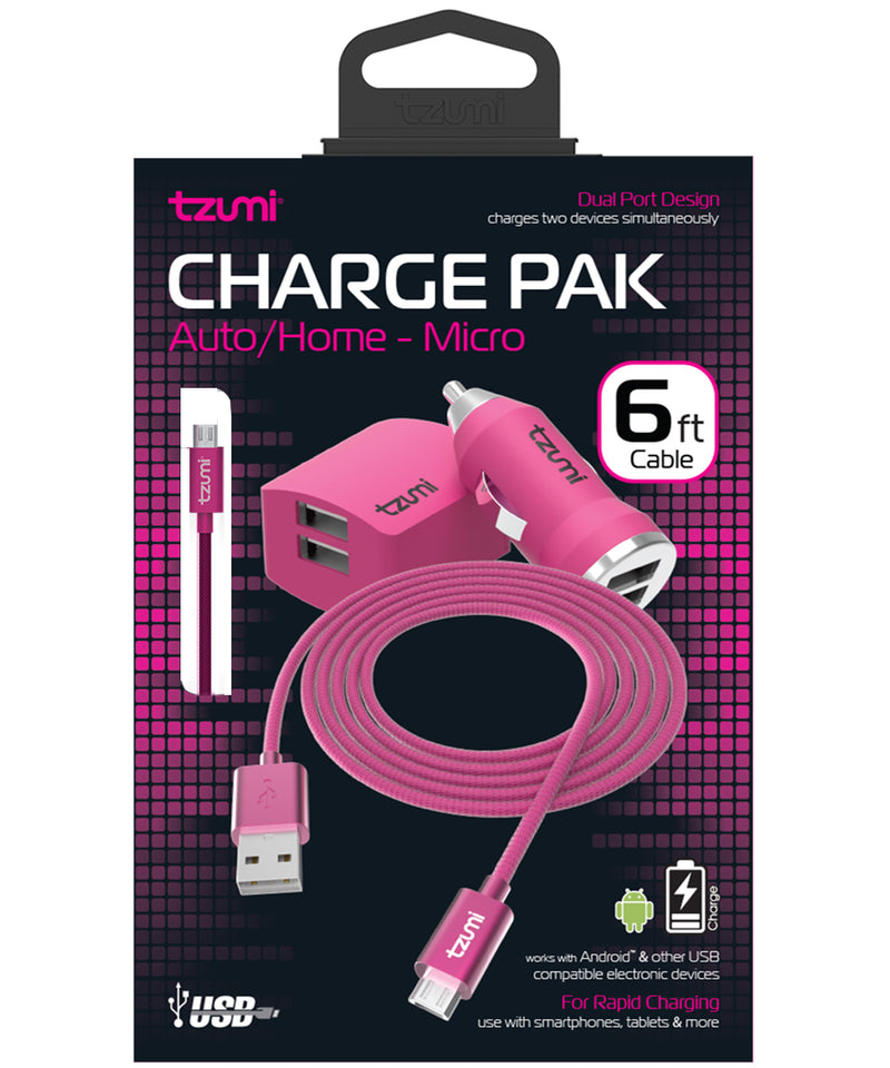 Auto/Home Charge Pak with Micro-USB Cable