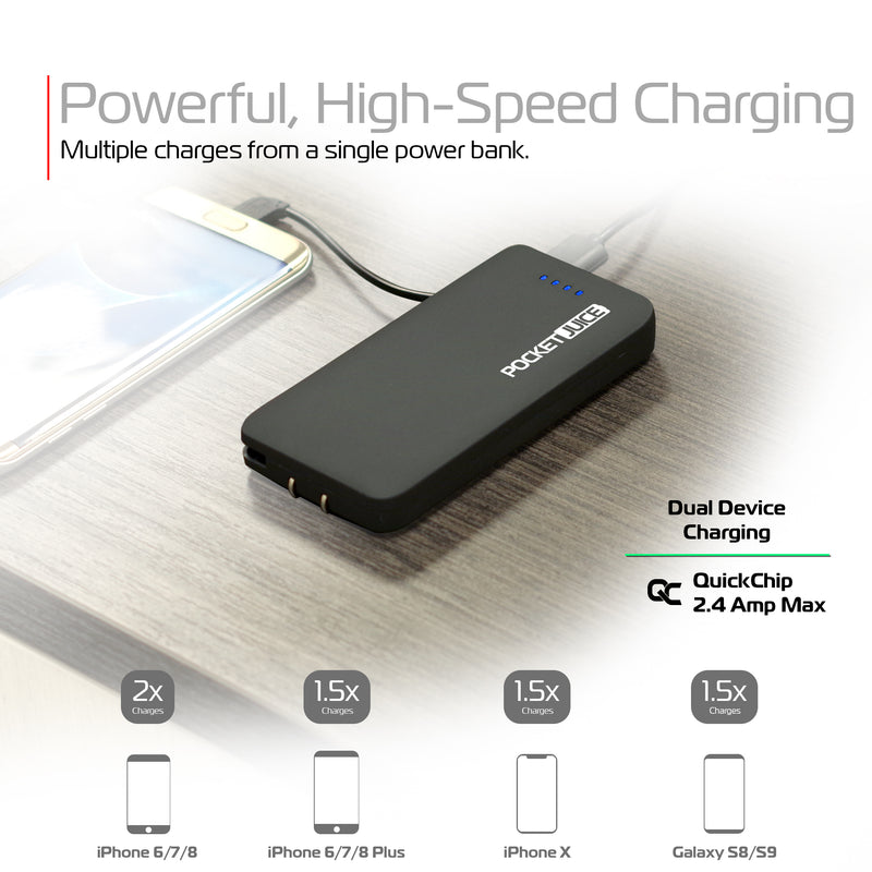 PocketJuice Endurance AC 6,000 mAh Portable Charger 2-Pack (Black)