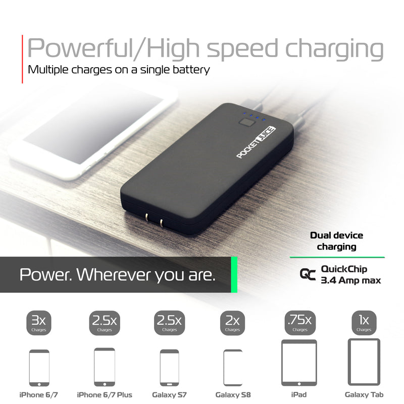 PocketJuice Endurance AC 8,000 mAh Portable Charger (Black)