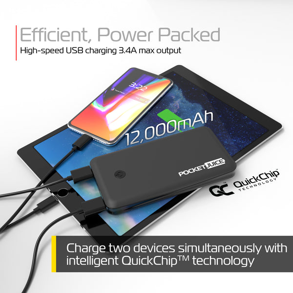 PocketJuice Endurance Slim 12,000 mAh Portable Charger (Black)