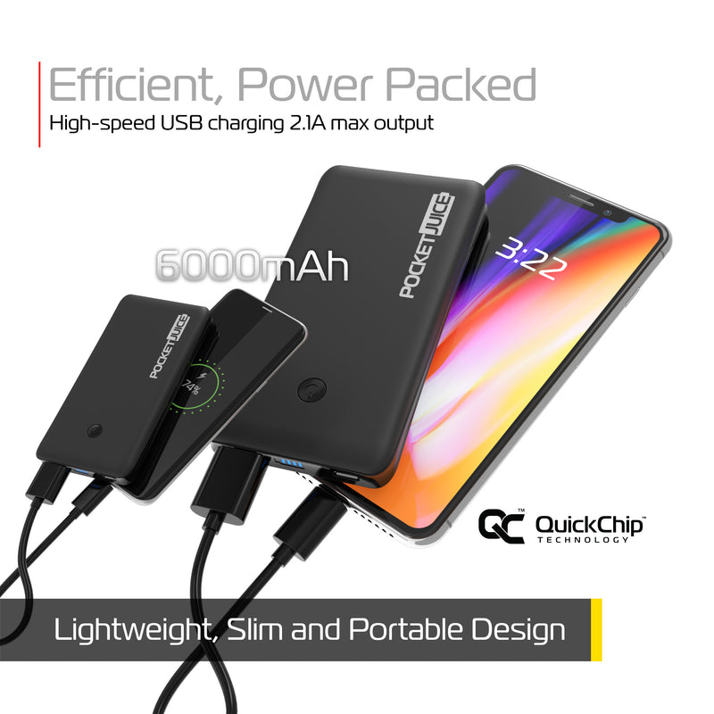 PocketJuice Endurance Slim 6,000 mAh Portable Charger (Black)