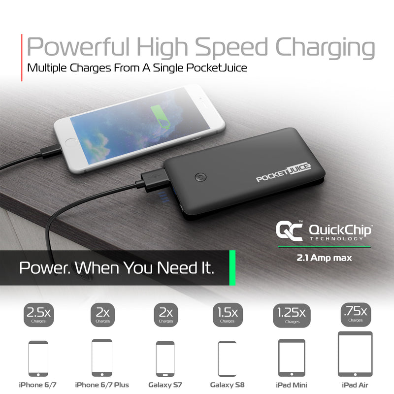 PocketJuice Endurance Slim 6,000 mAh Portable Charger (Black)