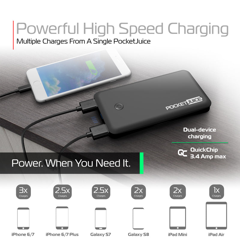 PocketJuice Endurance Slim 8,000 mAh Portable Charger (Black)